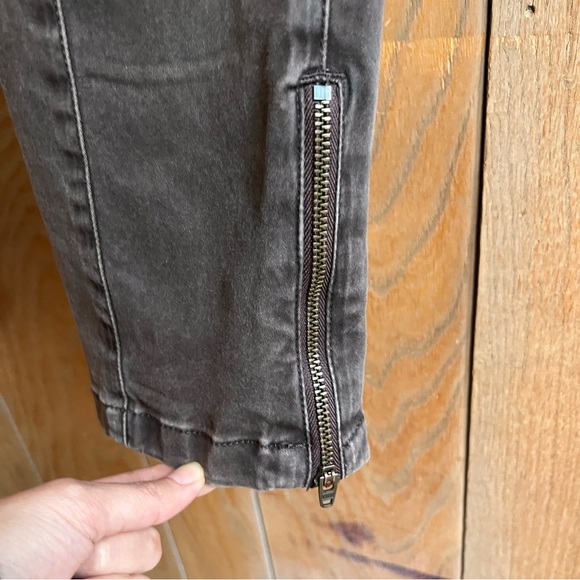 Peruvian Connection Skinny Low Rise Moto Stretch Pant Ankle Zip Leather Accent - Picture 10 of 14